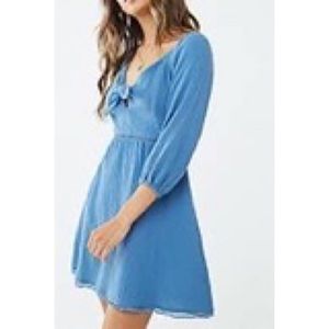 Woven Tie-Front Fit & Flare Dress